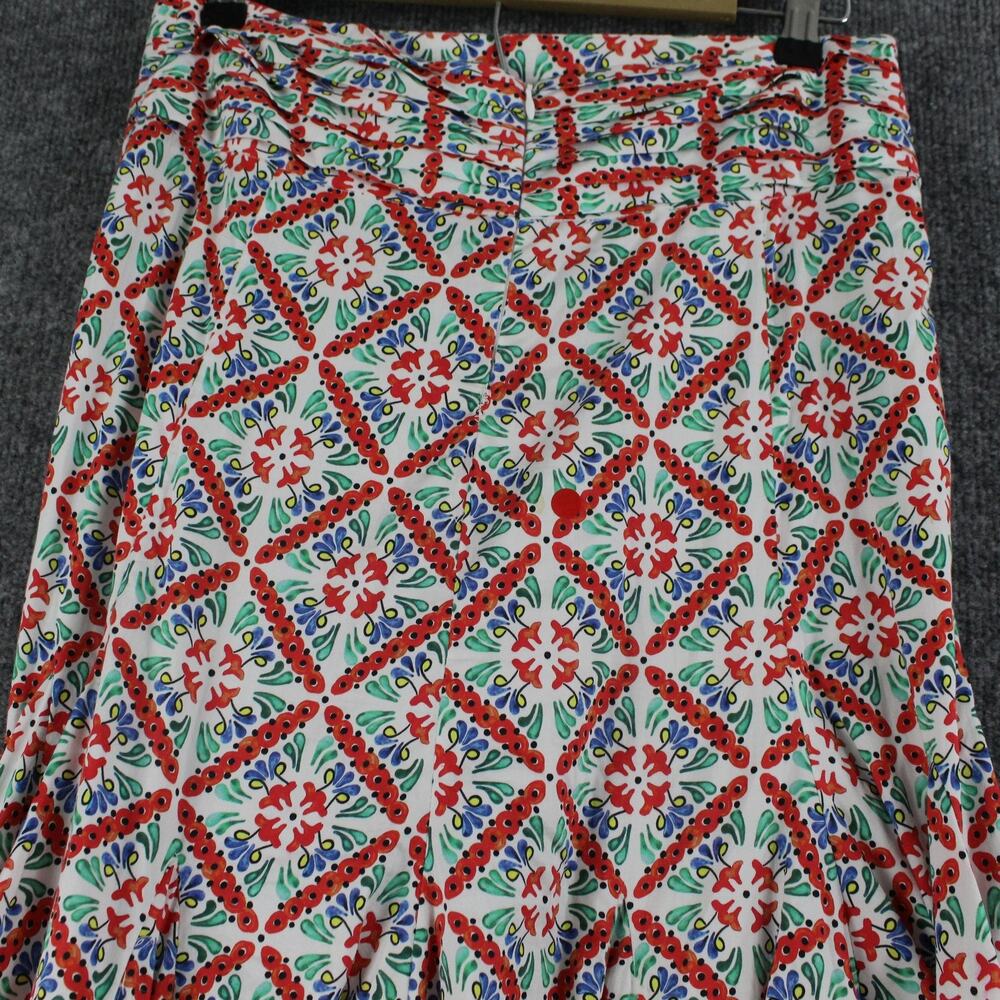 Caroline Constas Floral Tile-Print Ruffled Midi Skirt in Red, Green, Blue - Picture 8 of 10